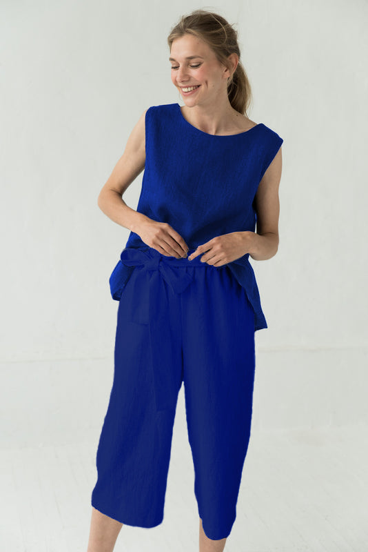 MIX & MATCH — Cropped Wide-Leg Linen Trousers