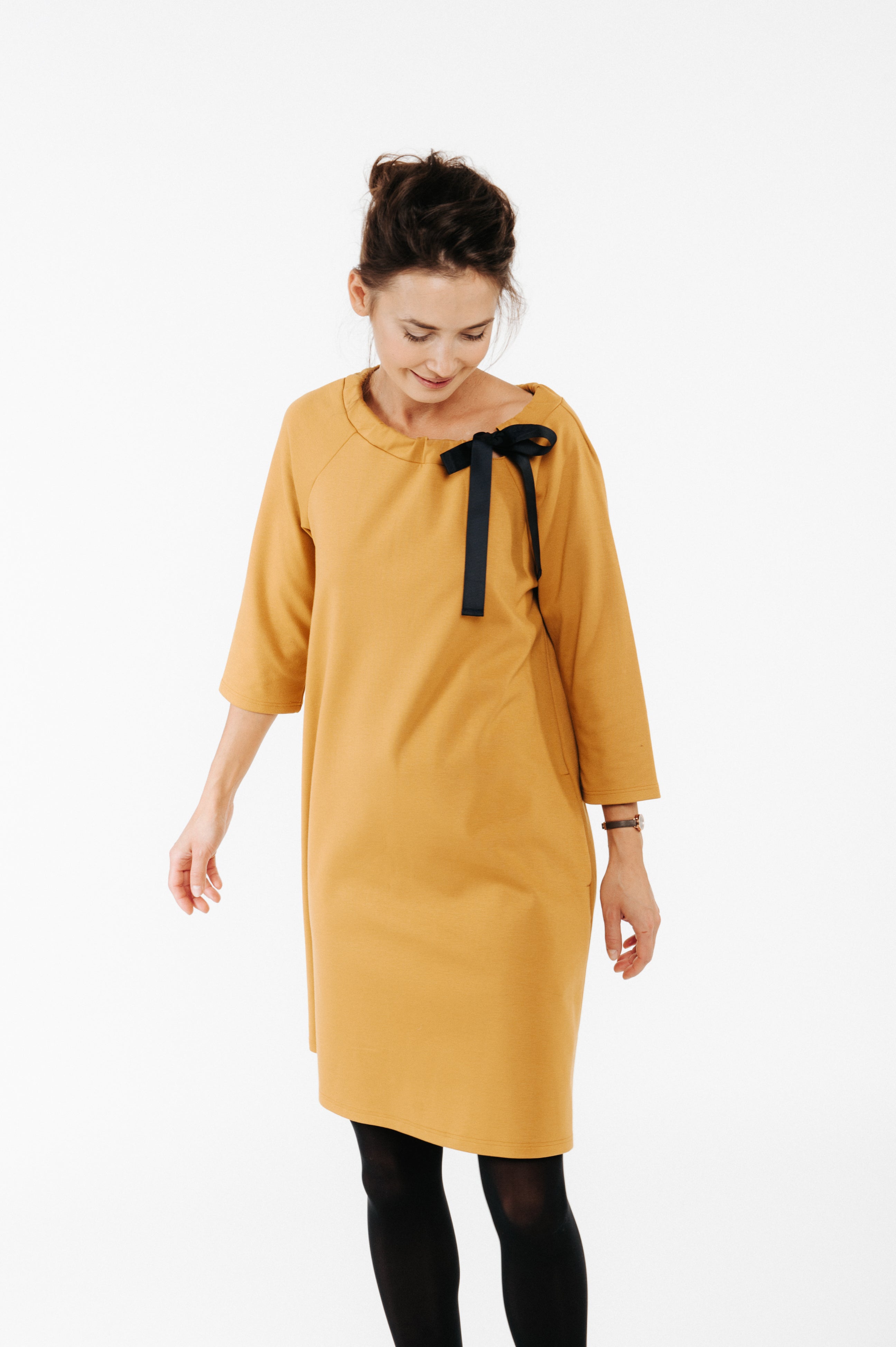 FRENCH — Italian Punto Milano Knit A-Line Dress