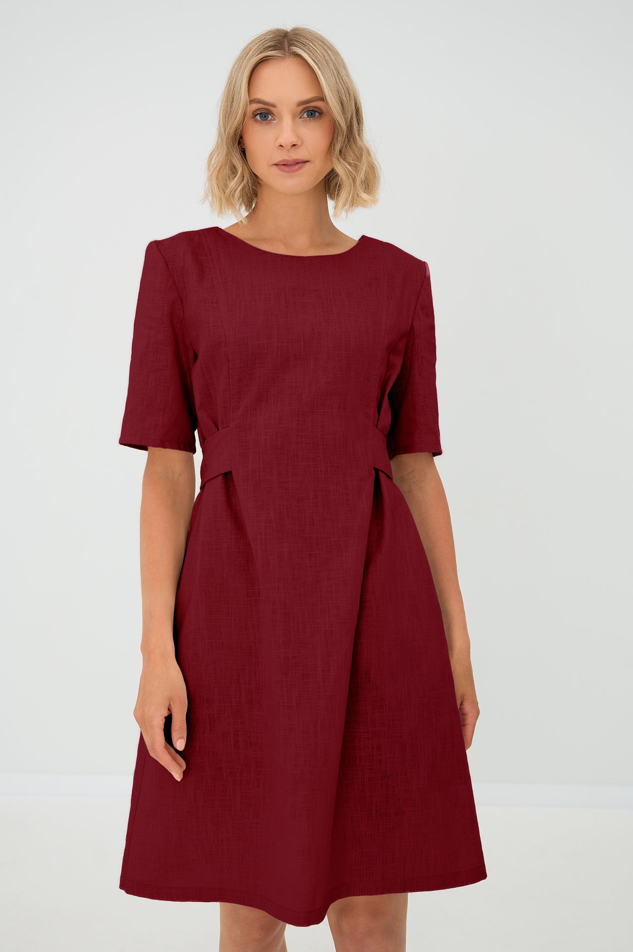 LOLITA — Stonewashed Linen A-Line Dress, Cerise