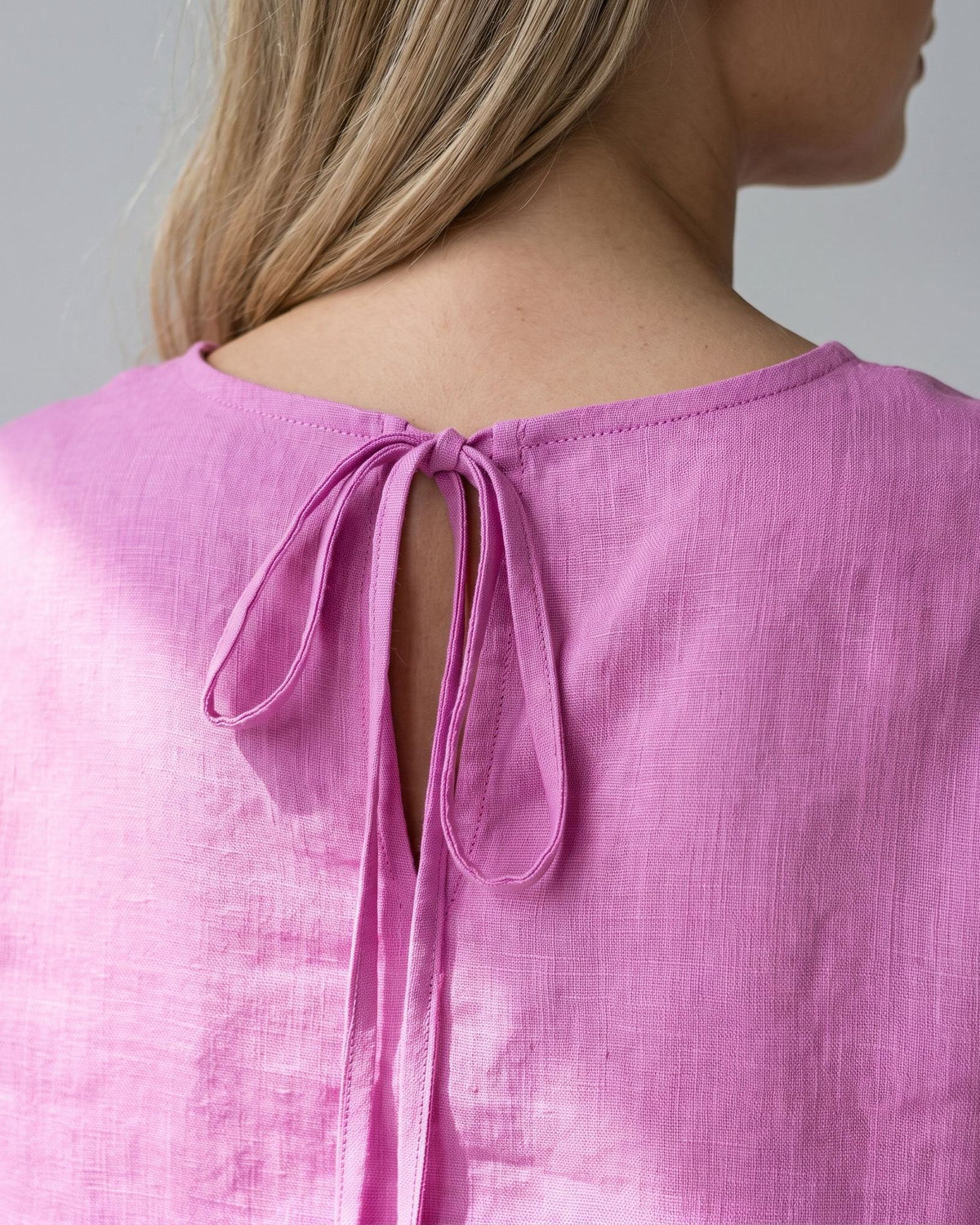 HARPER – Rose linen tie-back top, tie-back knot detail #Color_Rose