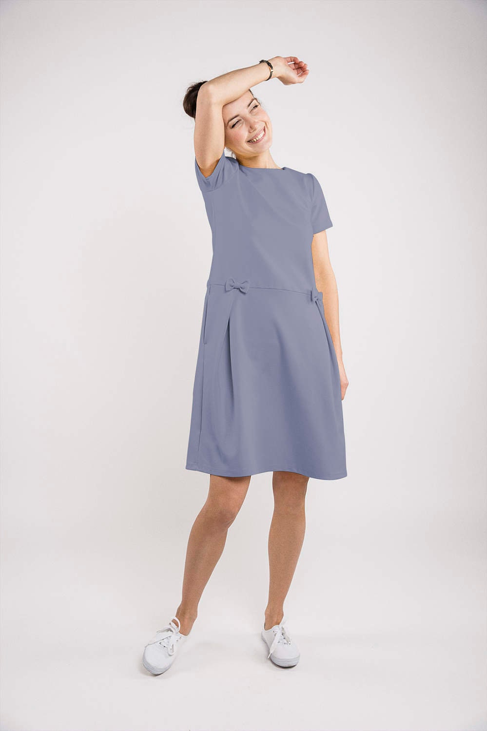 MADMUAZEL — Italian Punto Milano Knit Dress with Bow
