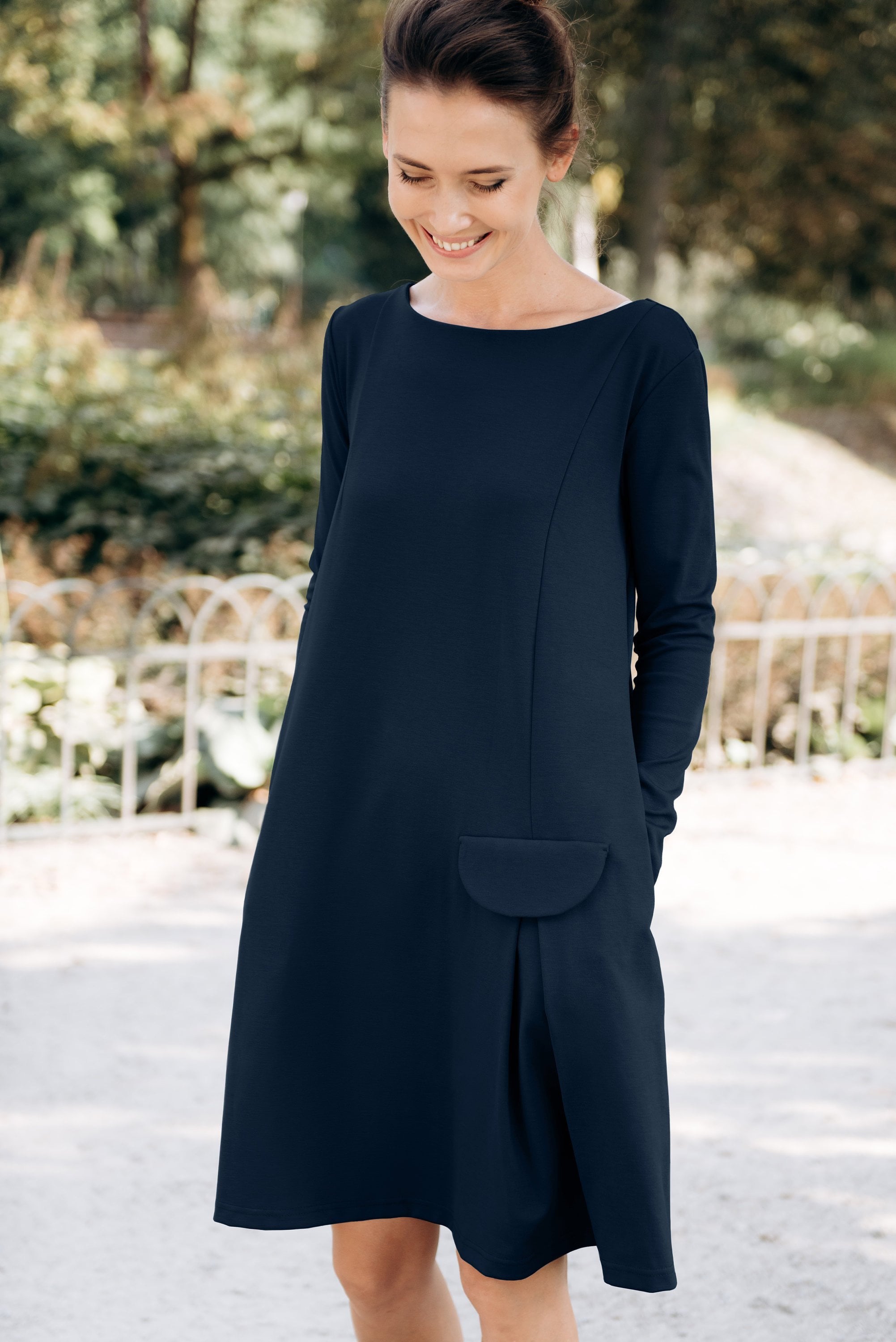 LOVELY — Italian Punto Milano Knit Dress, Black
