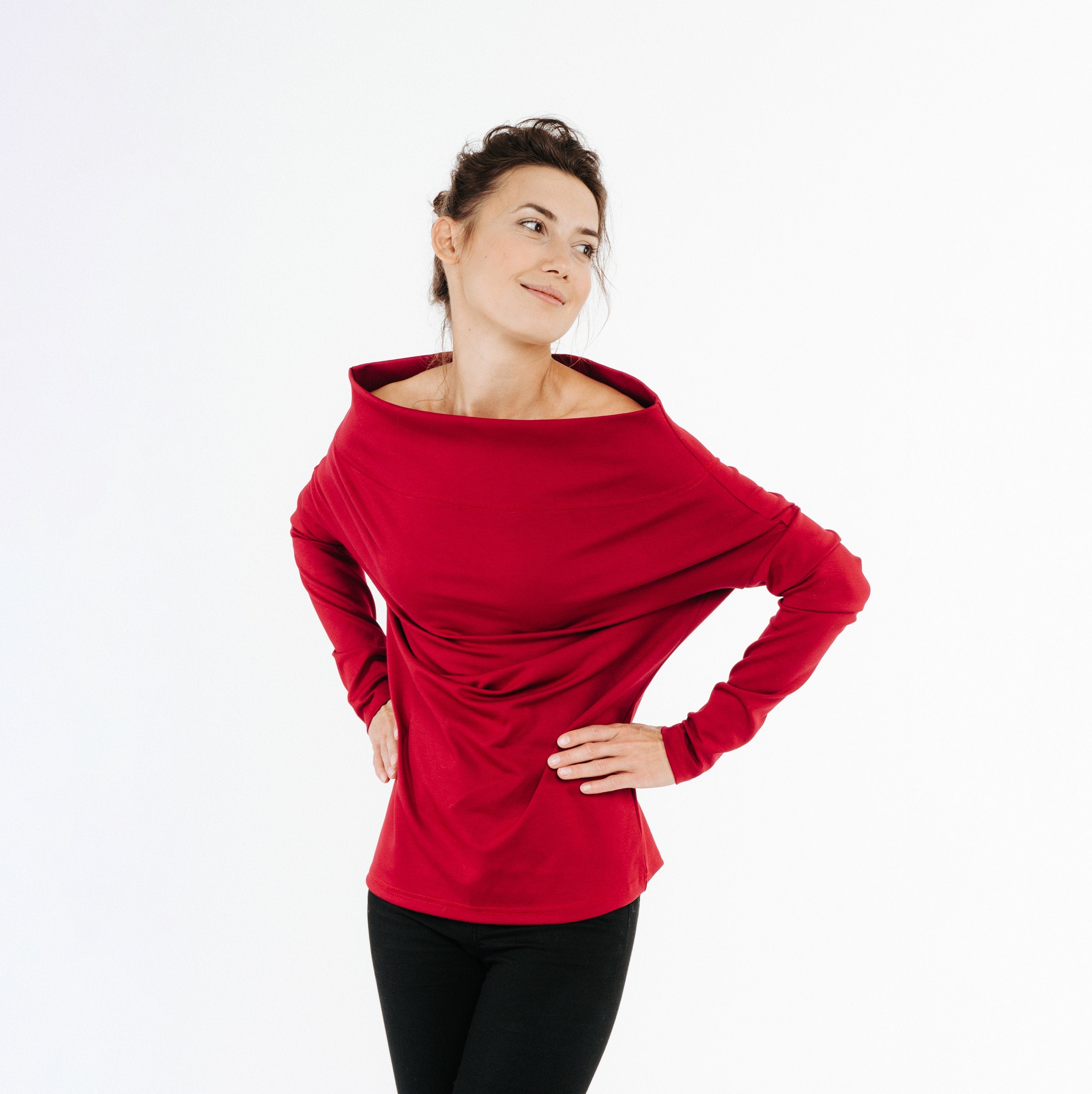 MAGIC — Off-Shoulder Punto Knit Top, Dusty Rose