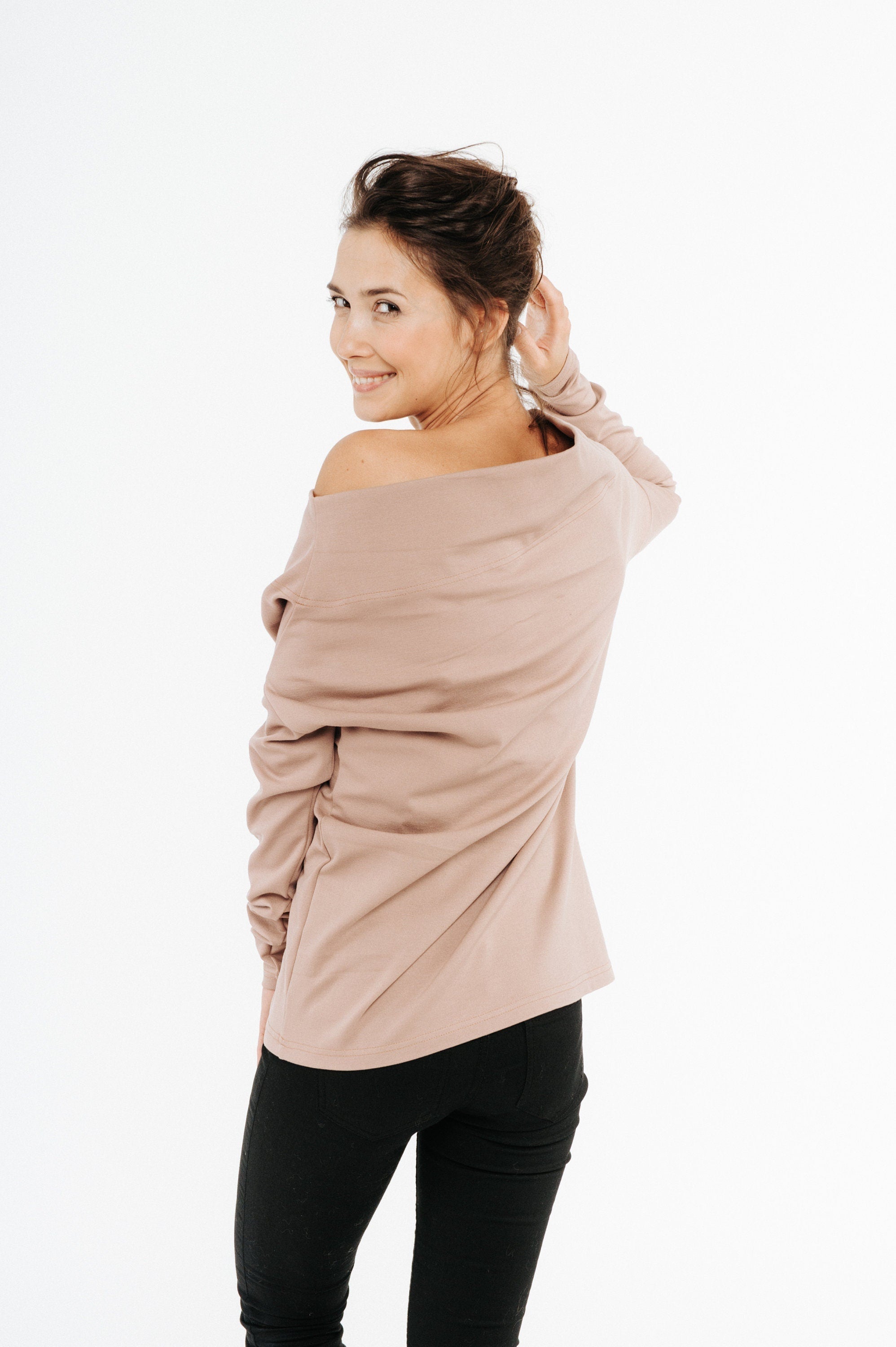 MAGIC — Off-Shoulder Punto Knit Top, Dusty Rose
