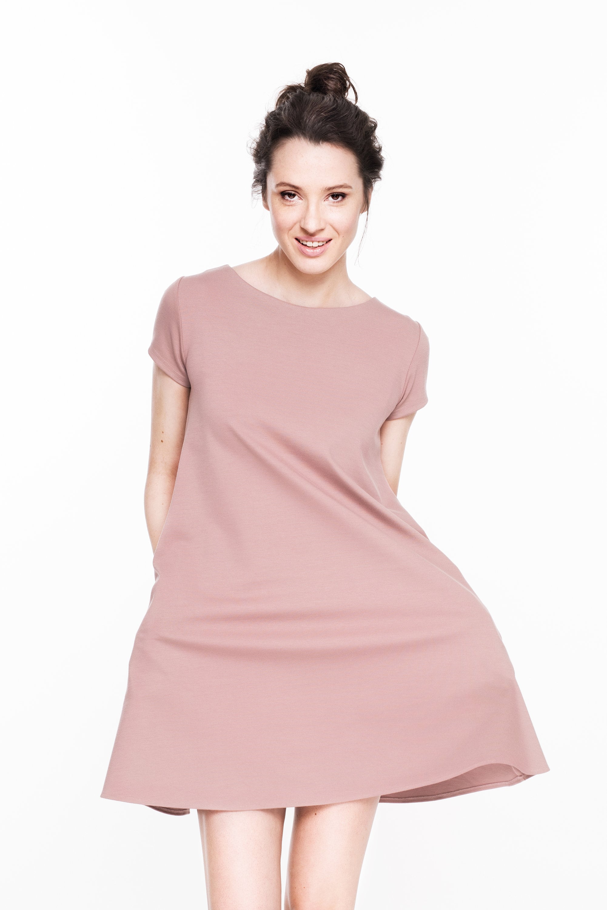 CALMNESS — Italian Punto Milano Knit Swing Dress, Red