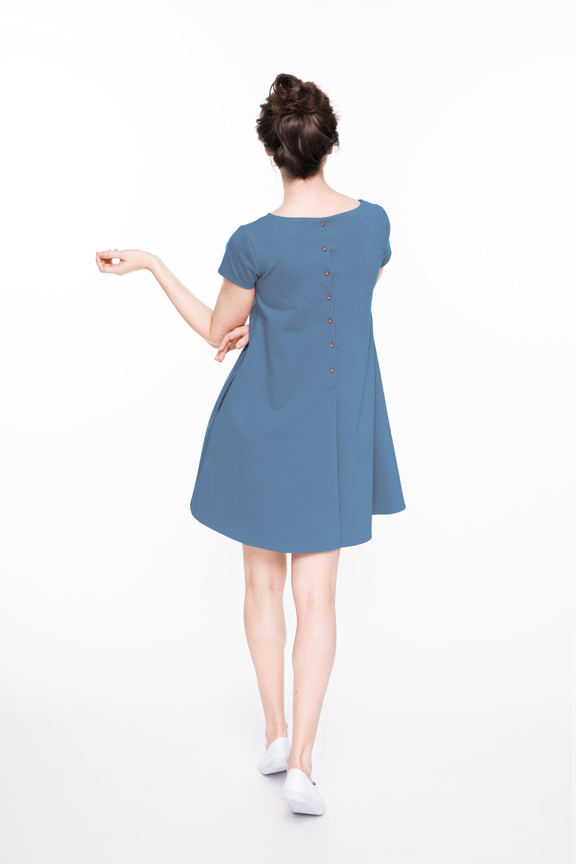 CALMNESS — Italian Punto Milano Knit Swing Dress, Red