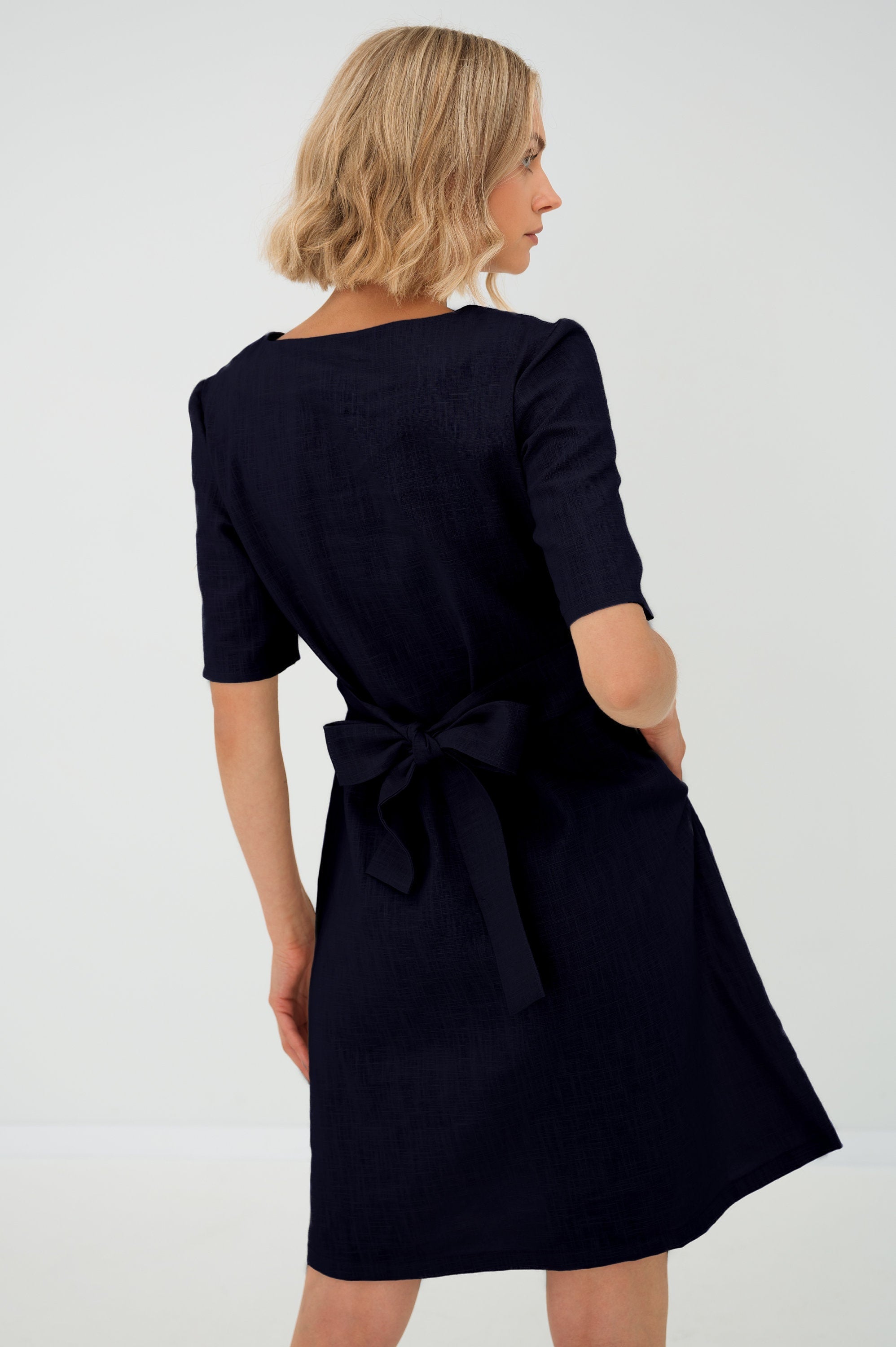 LOLITA — Stonewashed Linen Dress, Deep Blue (L)