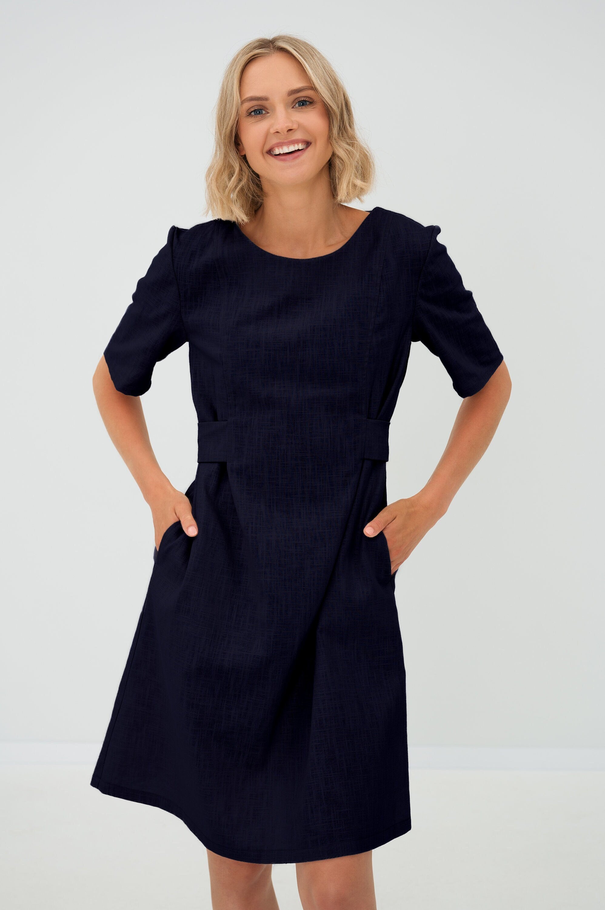 LOLITA — Stonewashed Linen Dress, Deep Blue (L)