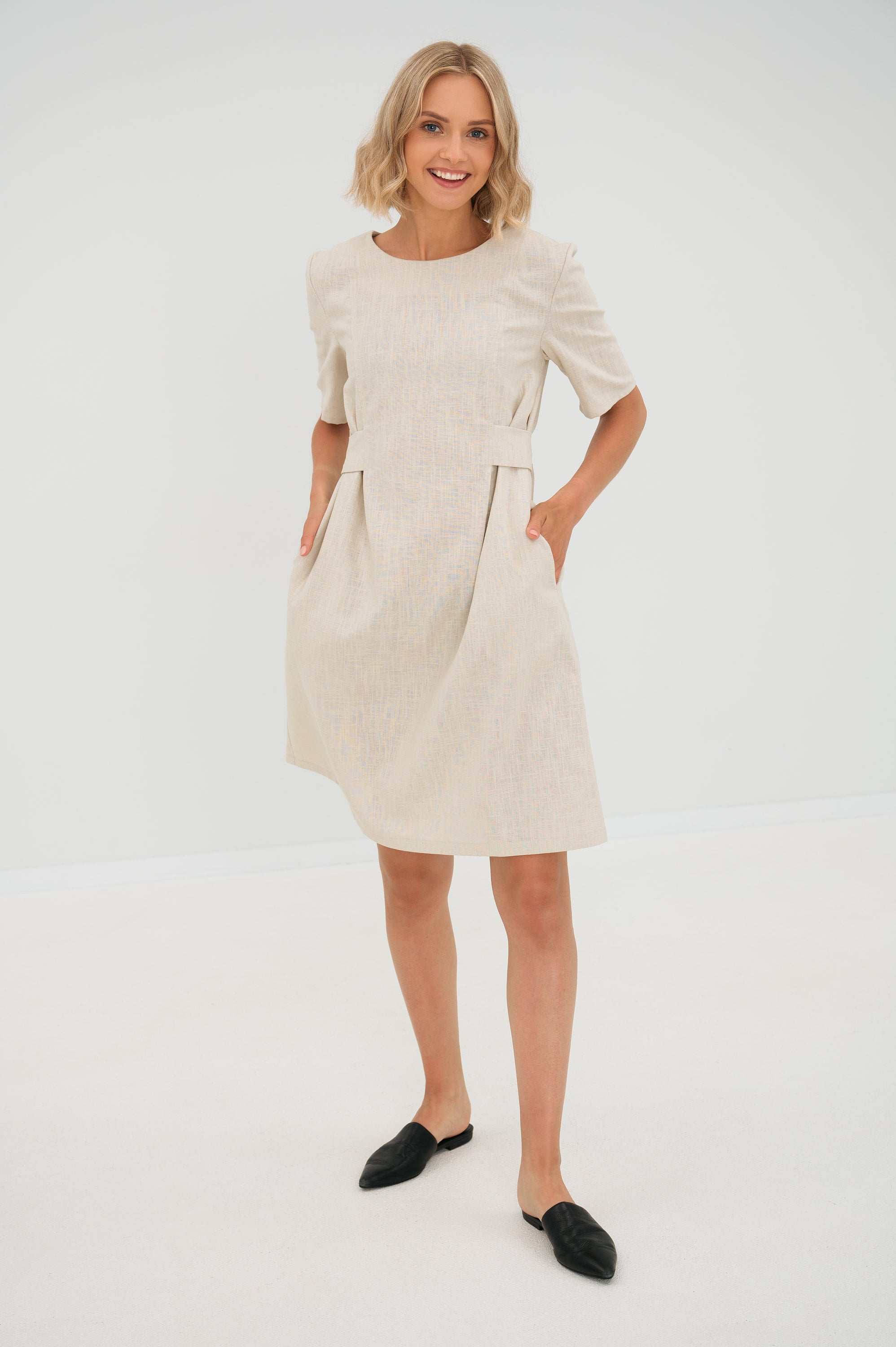 LOLITA — Stonewashed Linen Dress, Deep Blue (L)