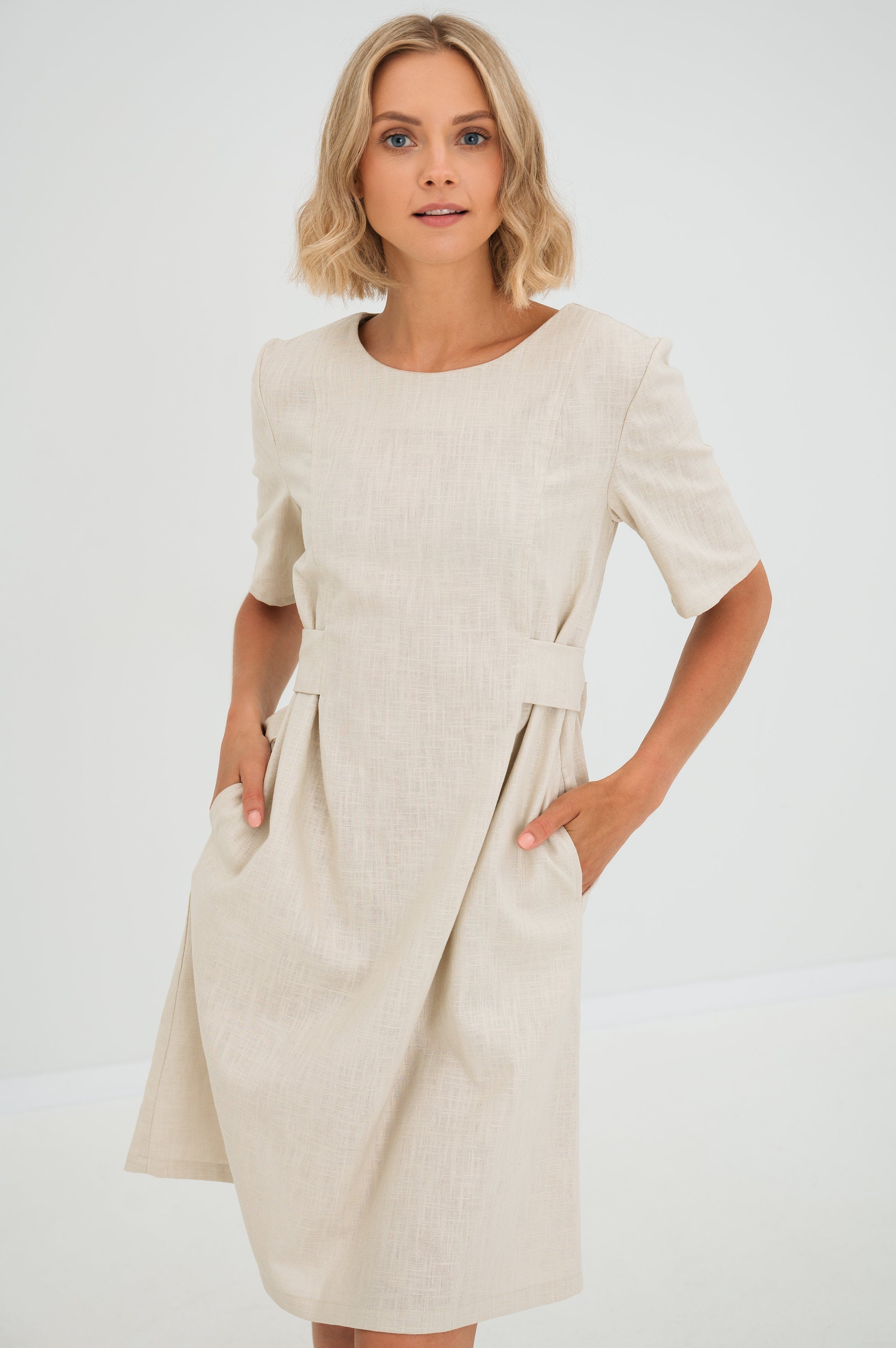 LOLITA — Stonewashed Linen Dress, Deep Blue (L)
