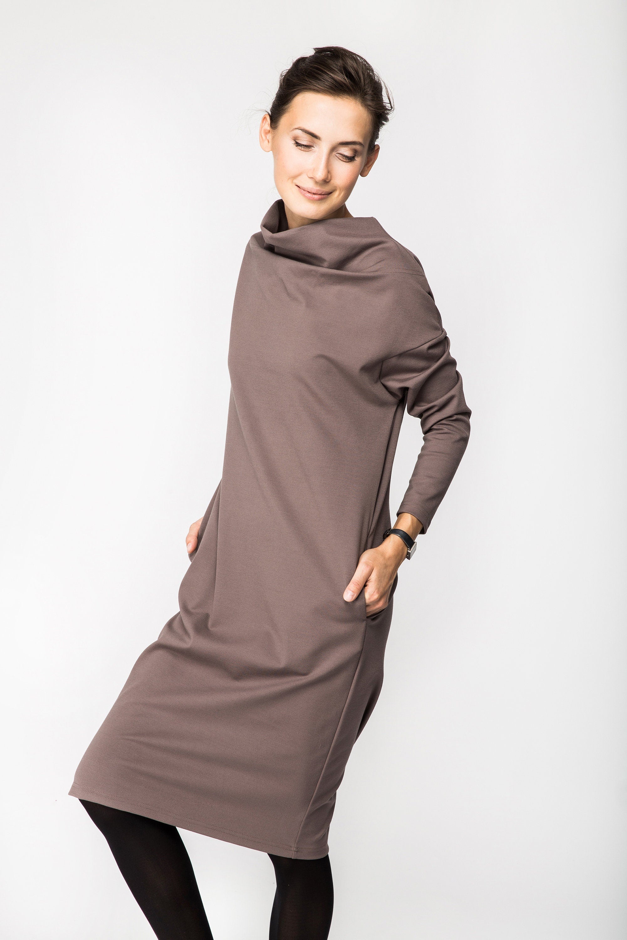TUBE — Robe mi-longue en maille Punto Milano italienne