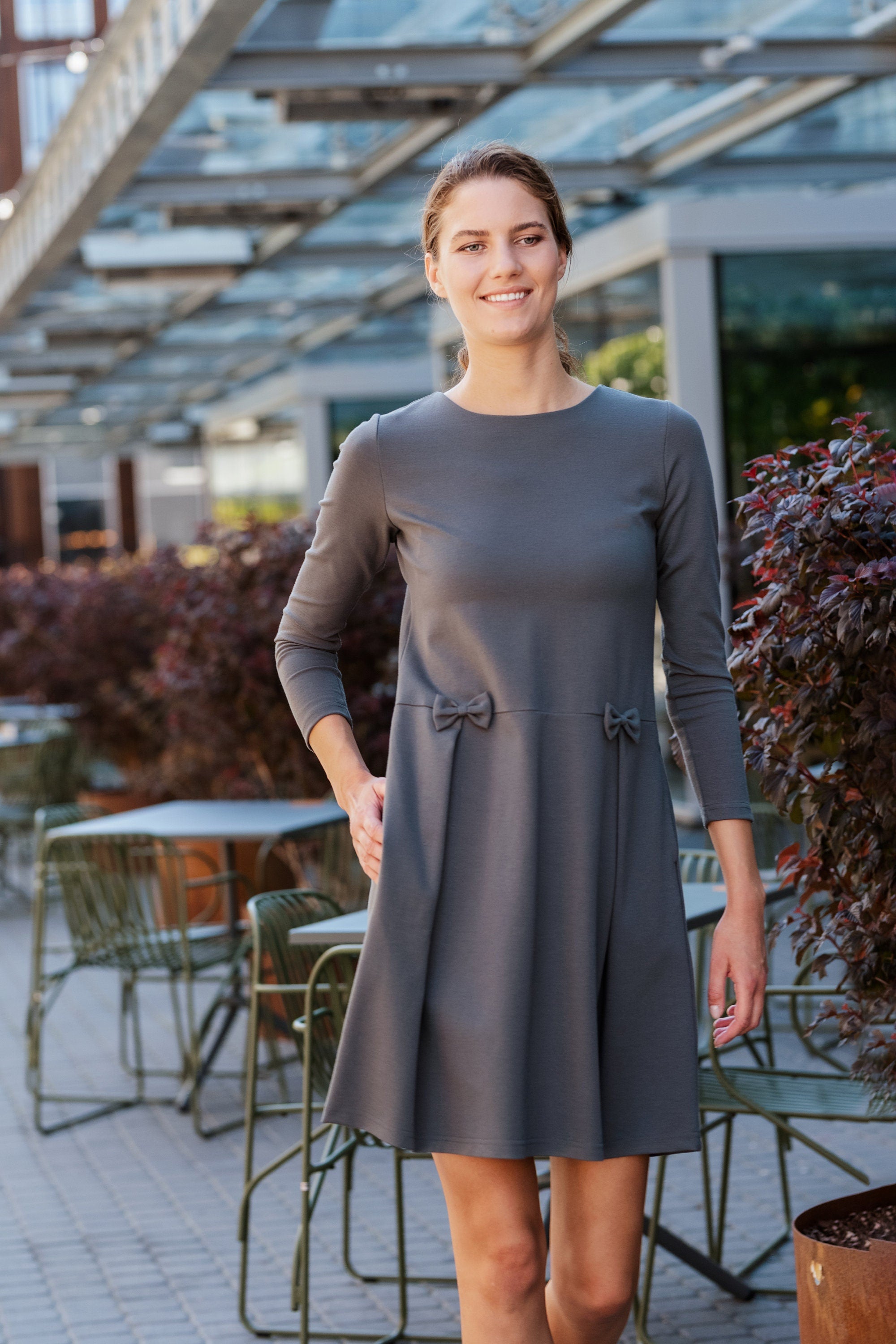 MADMUAZEL — Italian Punto Milano Knit Dress with Bows