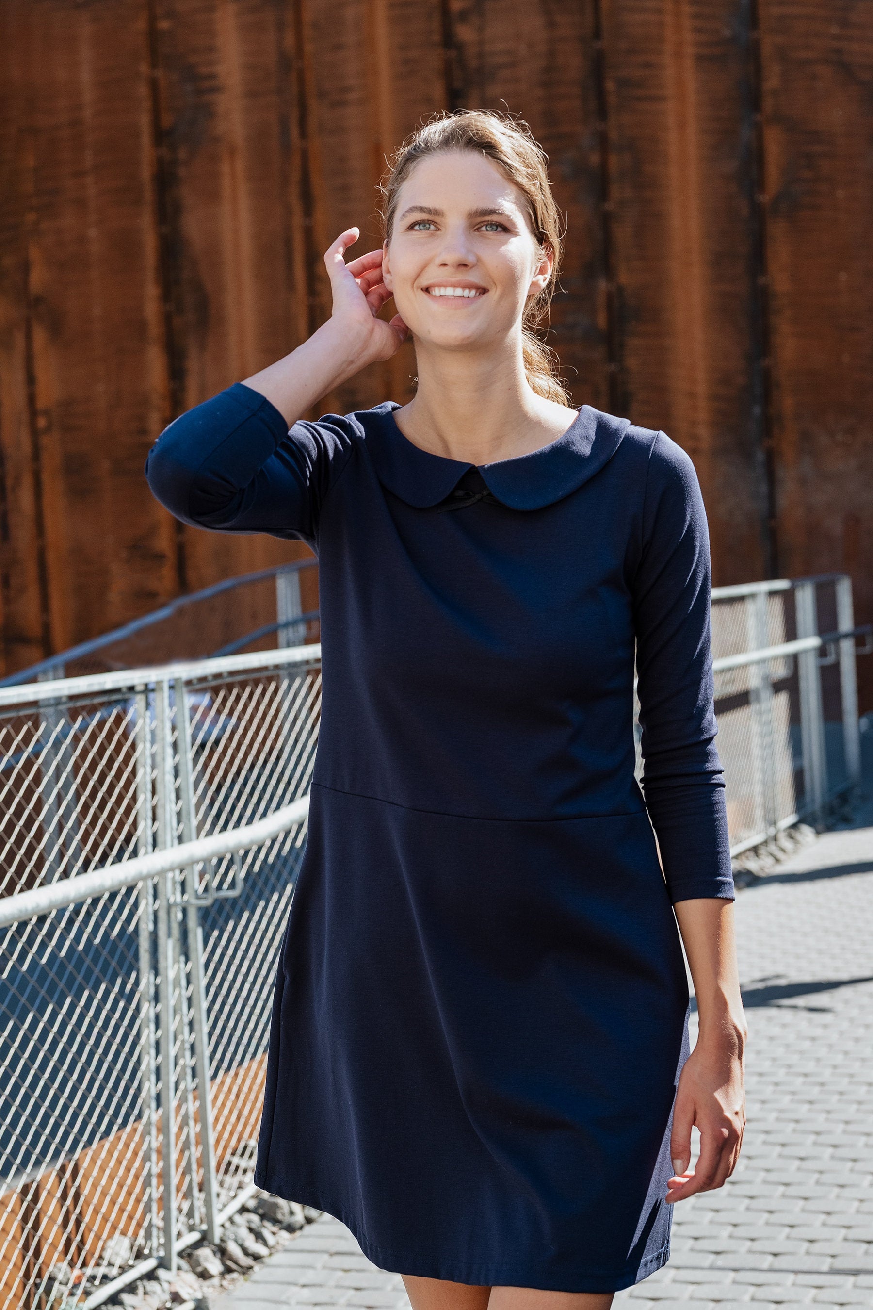 PARISIAN — Robe à col en maille Punto Milano italienne