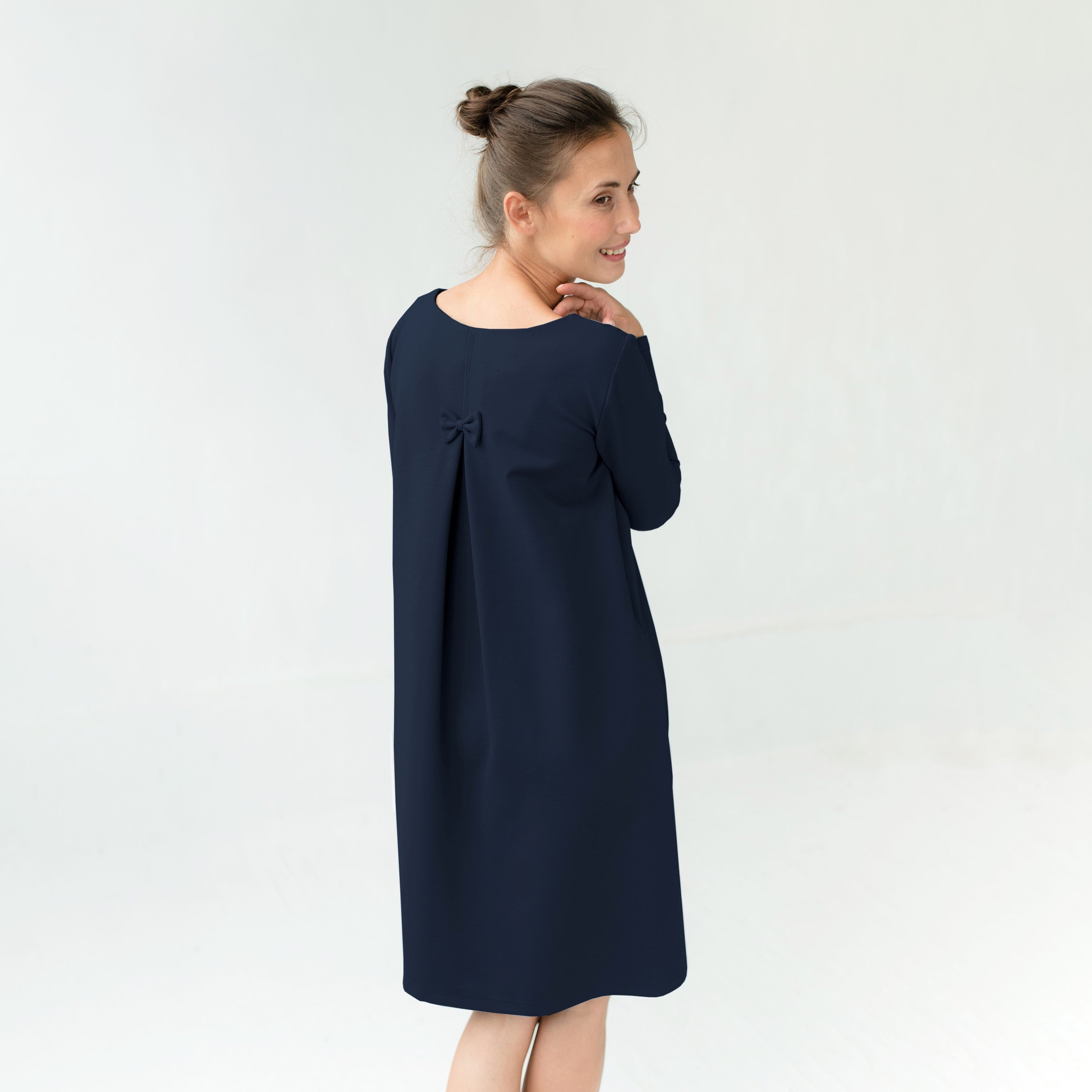 EMILY — Italian Punto Milano Knit Dress With Back Bow