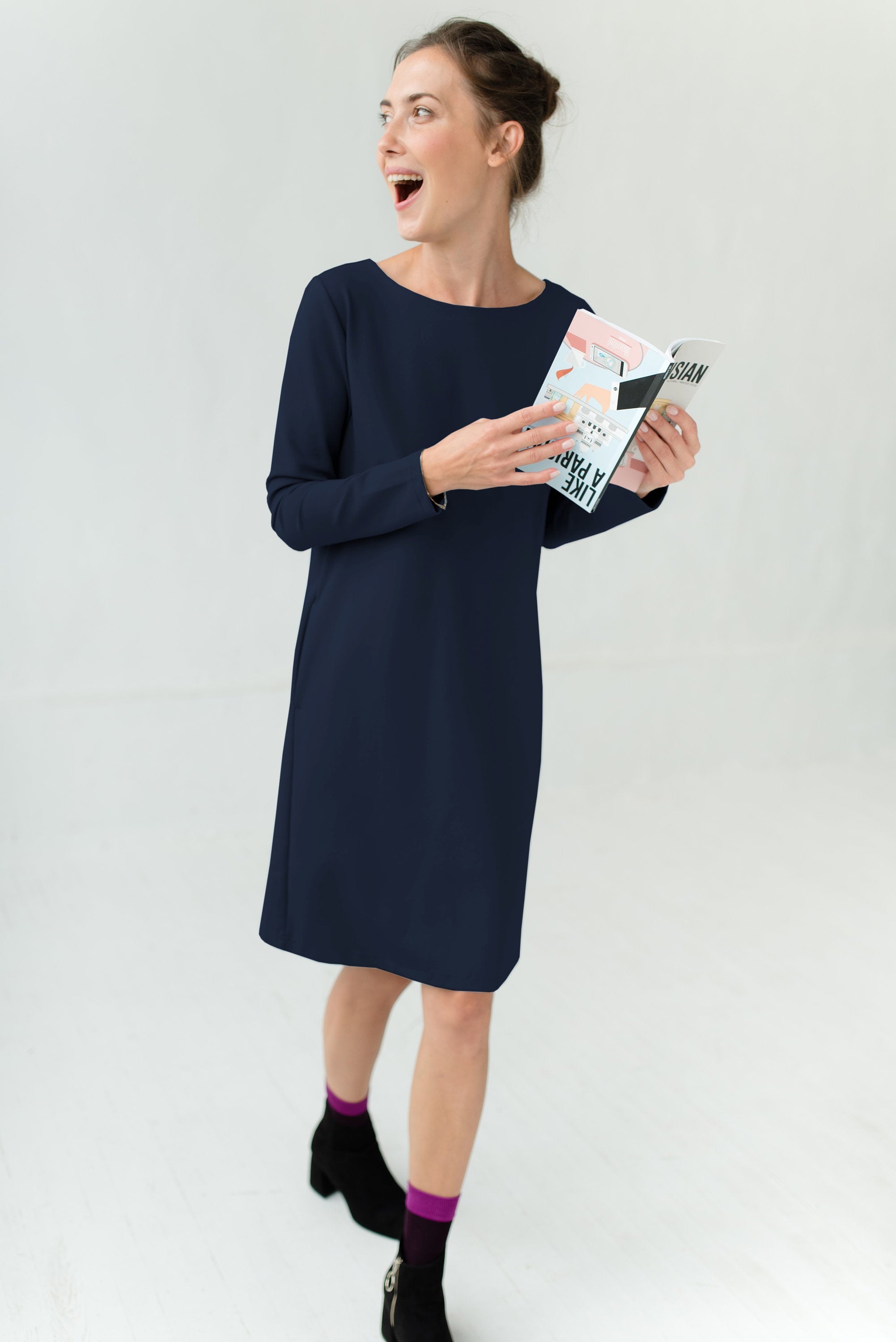 EMILY — Italian Punto Milano Knit Dress With Back Bow