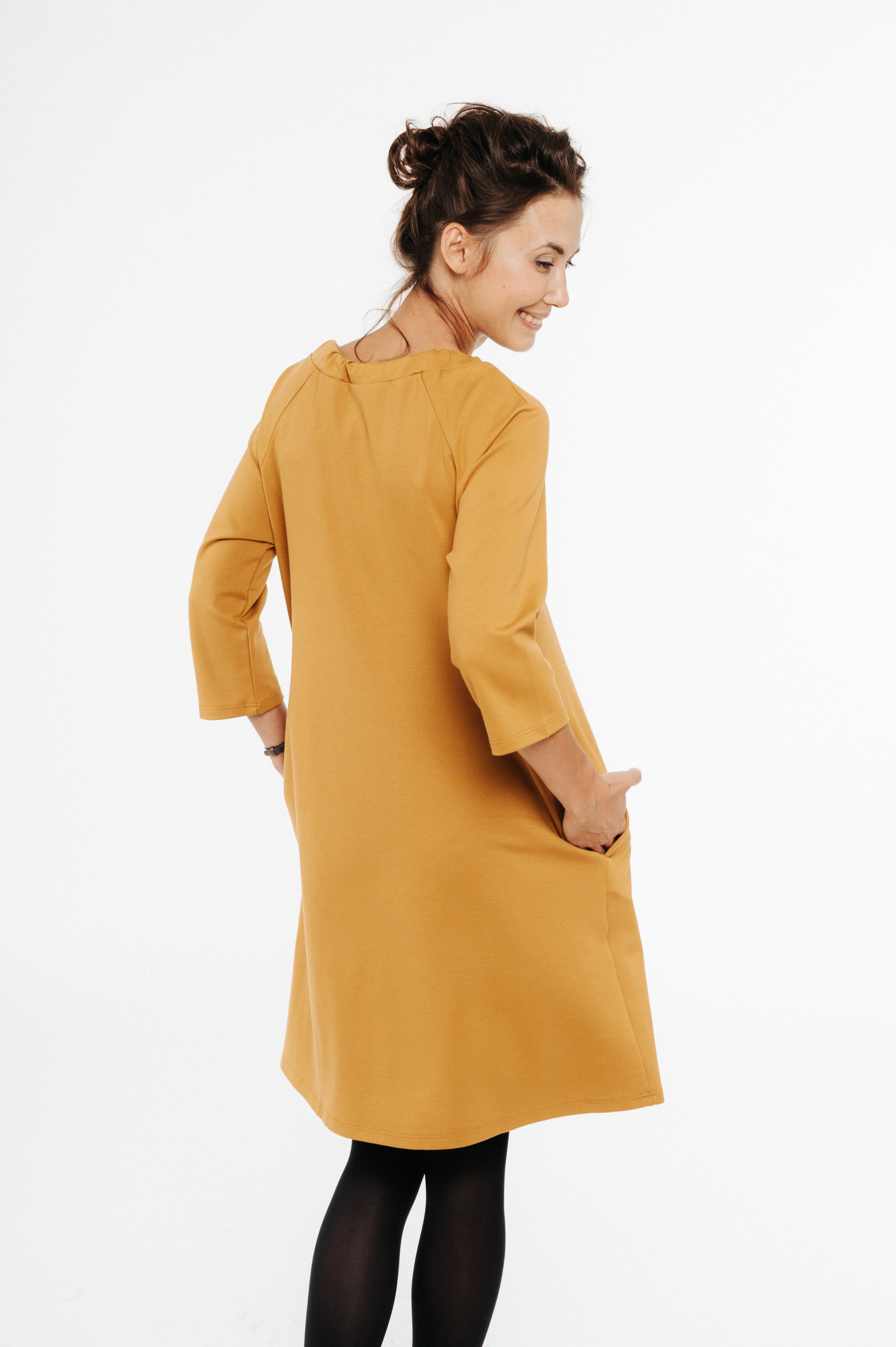 FRENCH — Italian Punto Milano Knit A-Line Dress