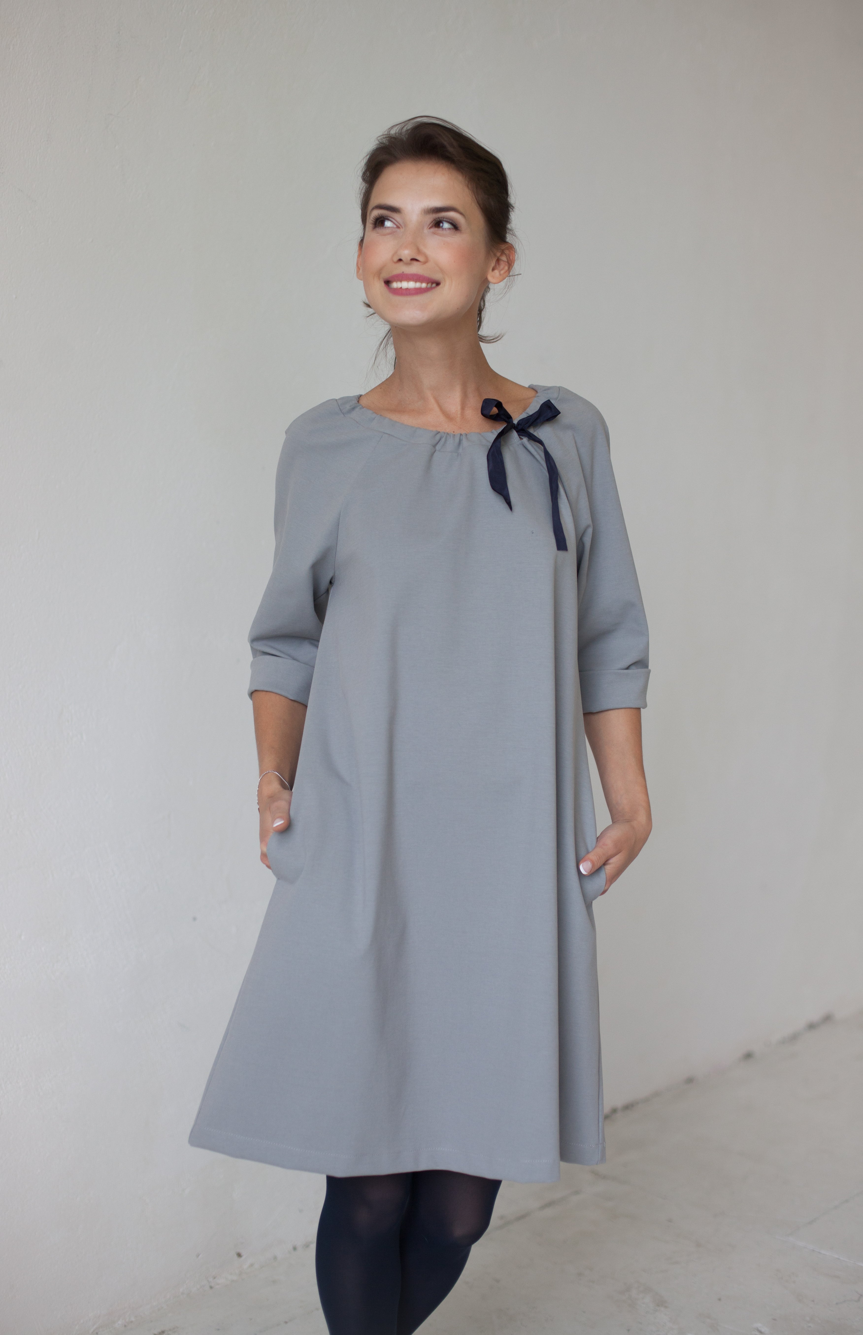 FRENCH — Italian Punto Milano Knit A-Line Dress