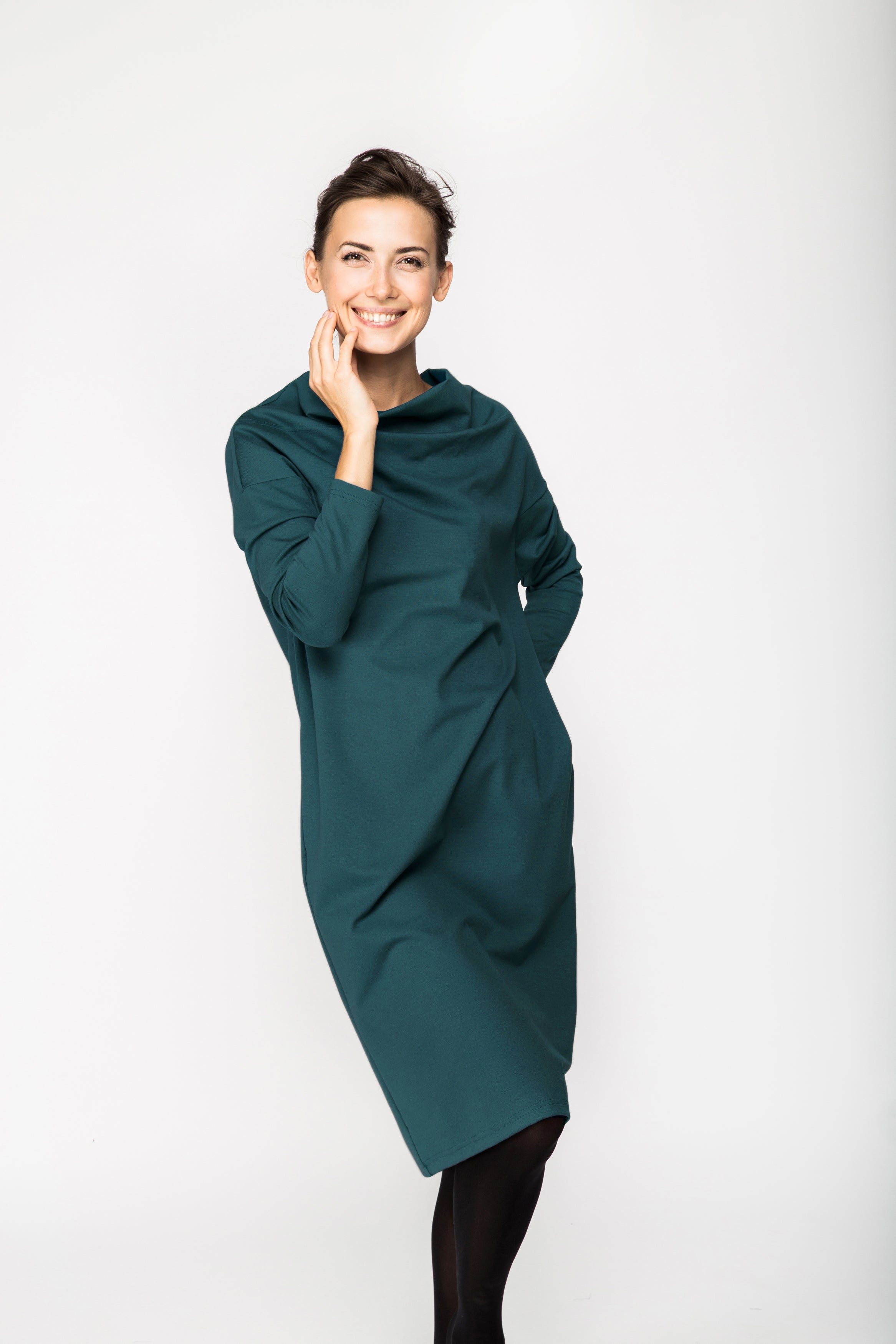 TUBE — Italian Punto Milano Knit Midi Dress — Green#Color_Green