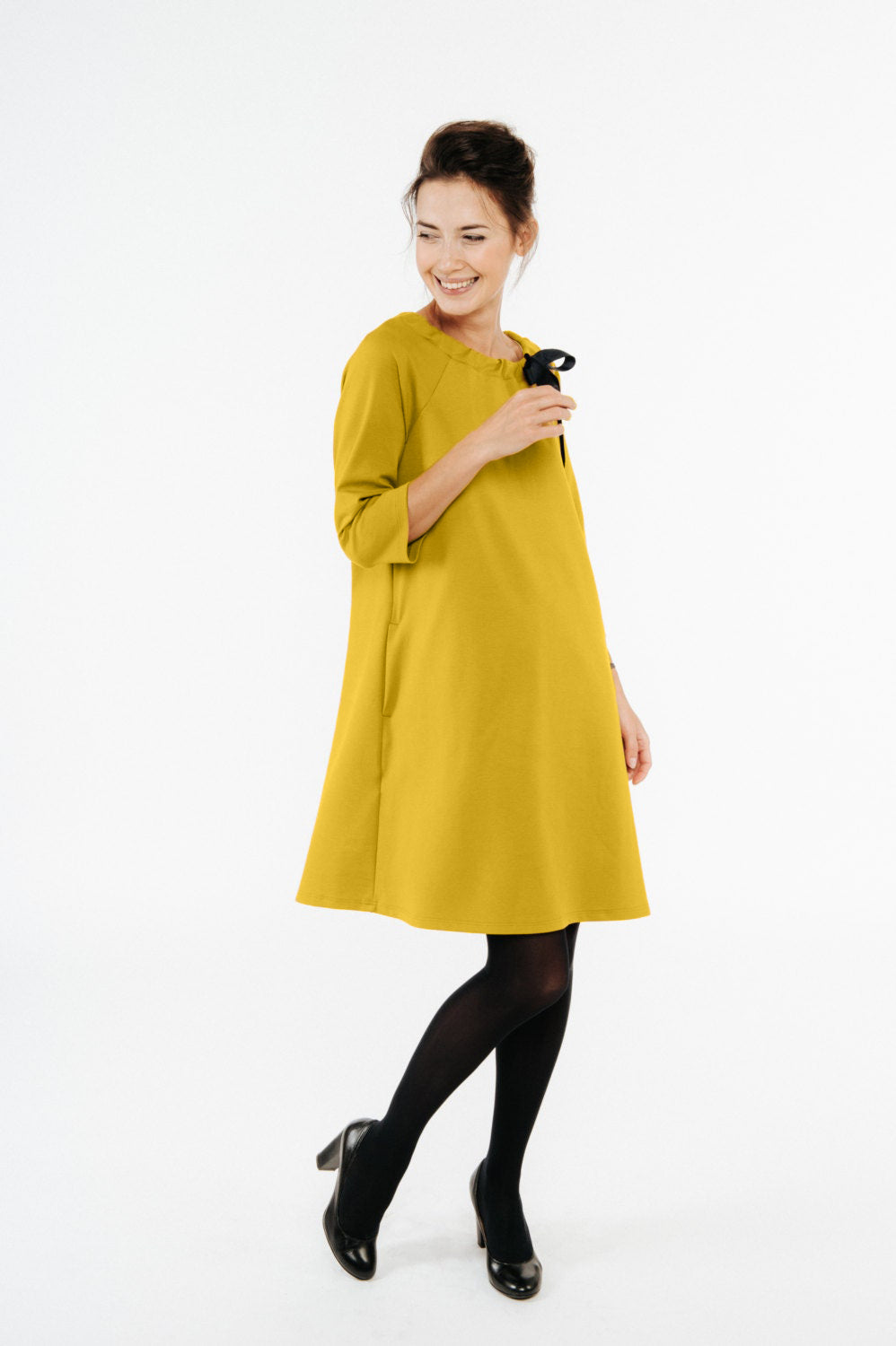 FRENCH — Italian Punto Milano Knit A-Line Dress