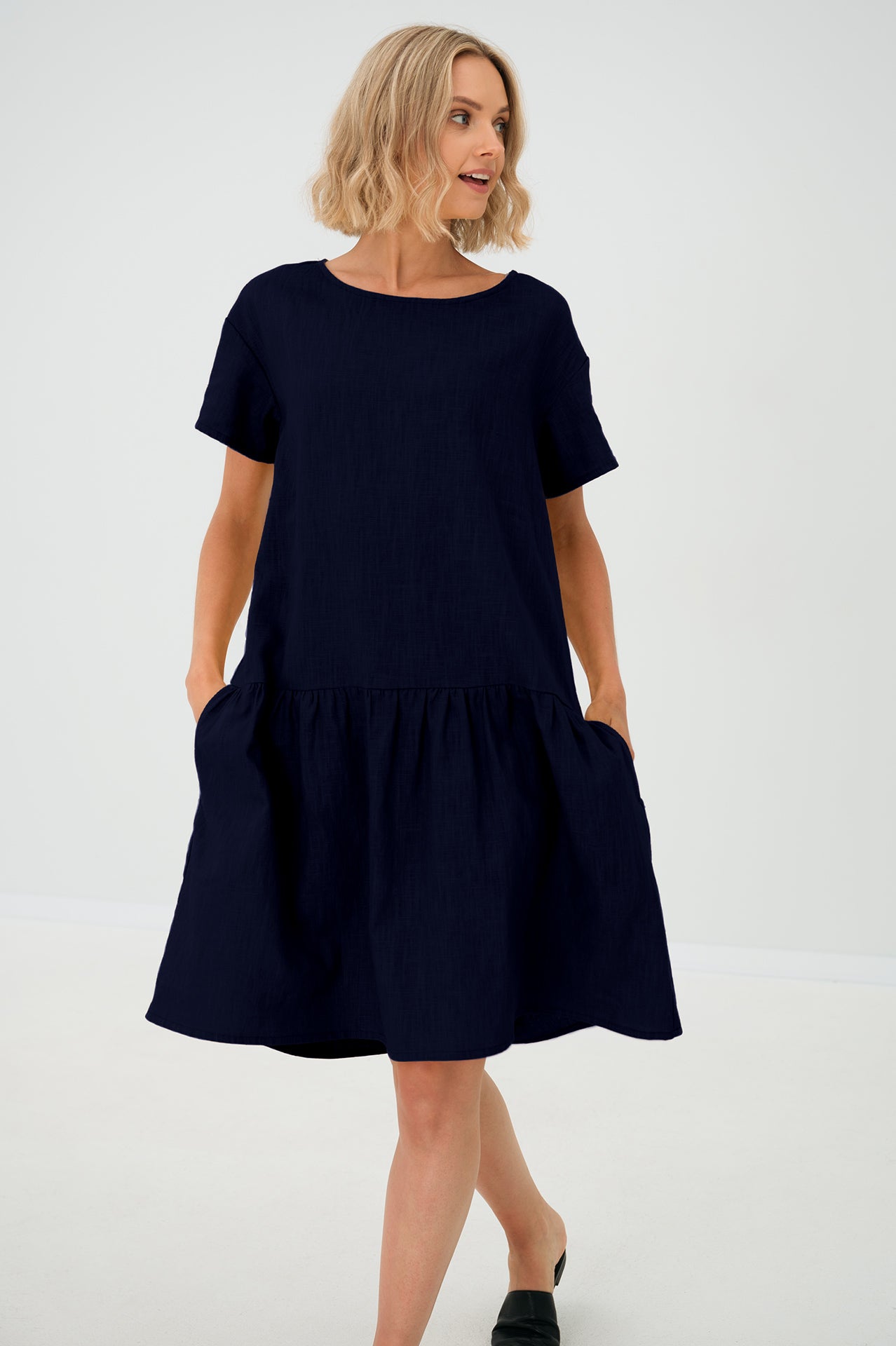 Linen Dress BLOSSOM — The Dress You'll Reach For First — Deep blue#Color_Deep blue