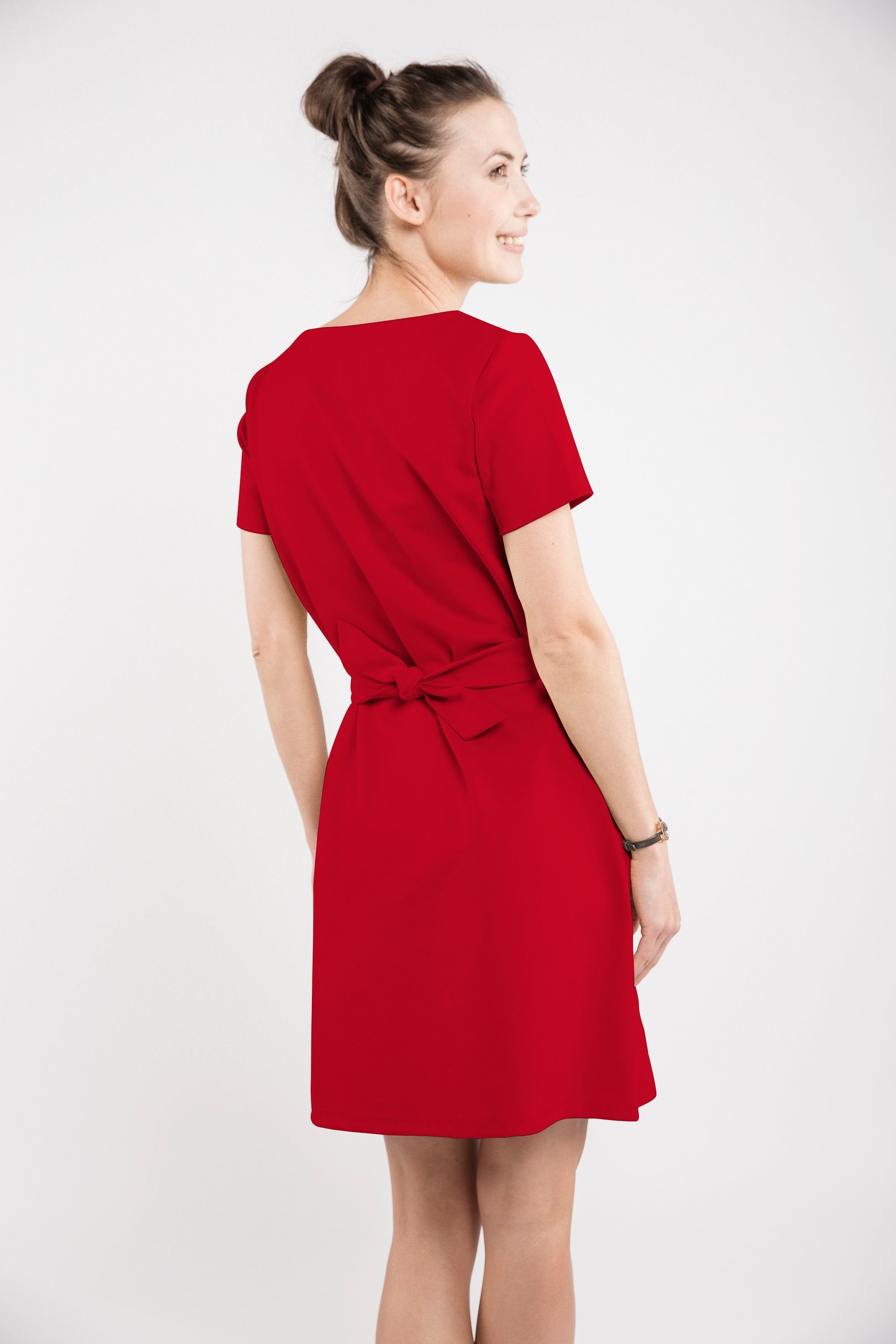 LOLITA — Italian Punto Milano Knit Dress, Red