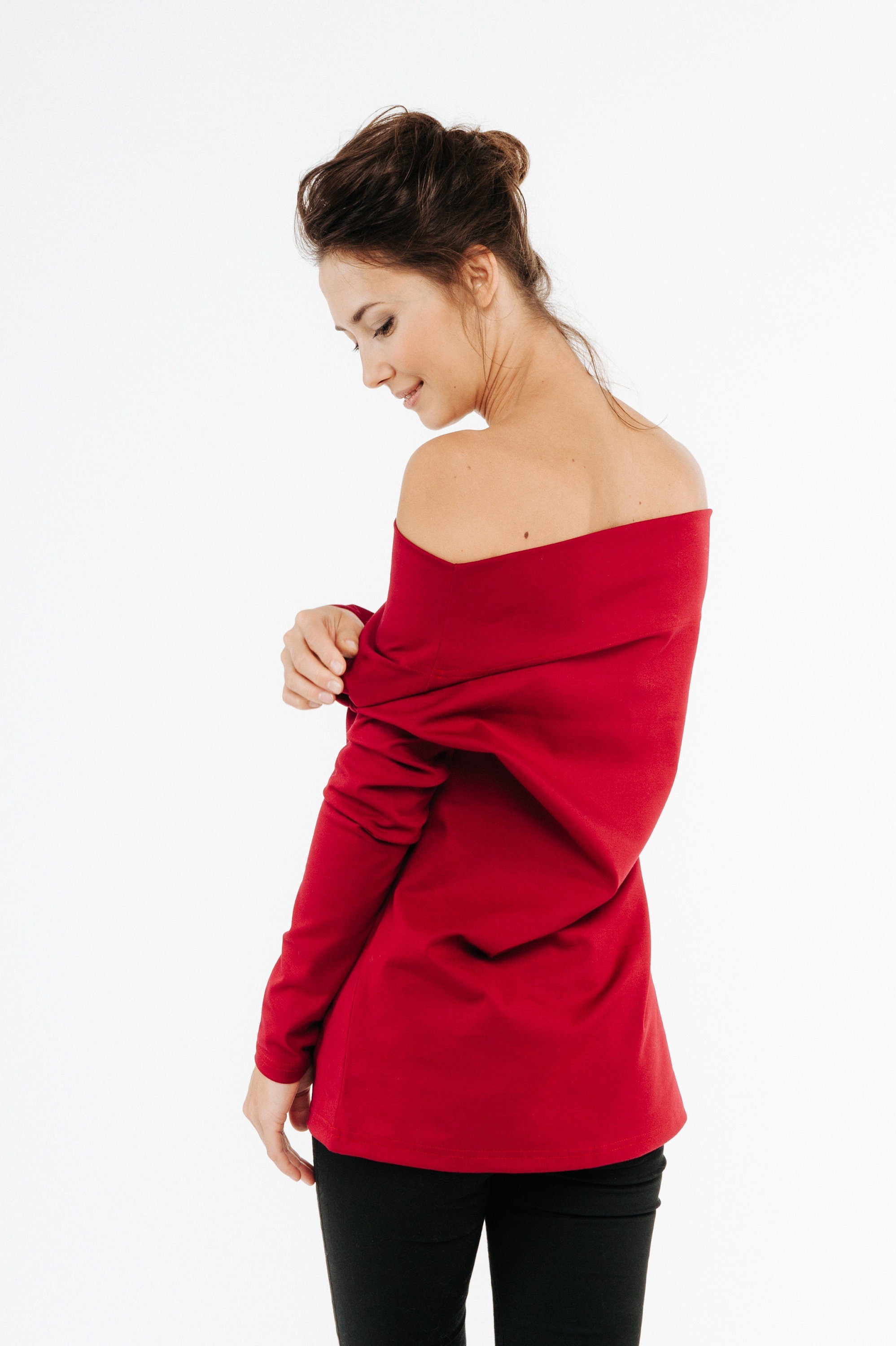 MAGIC — Off-Shoulder Punto Knit Top, Dusty Rose