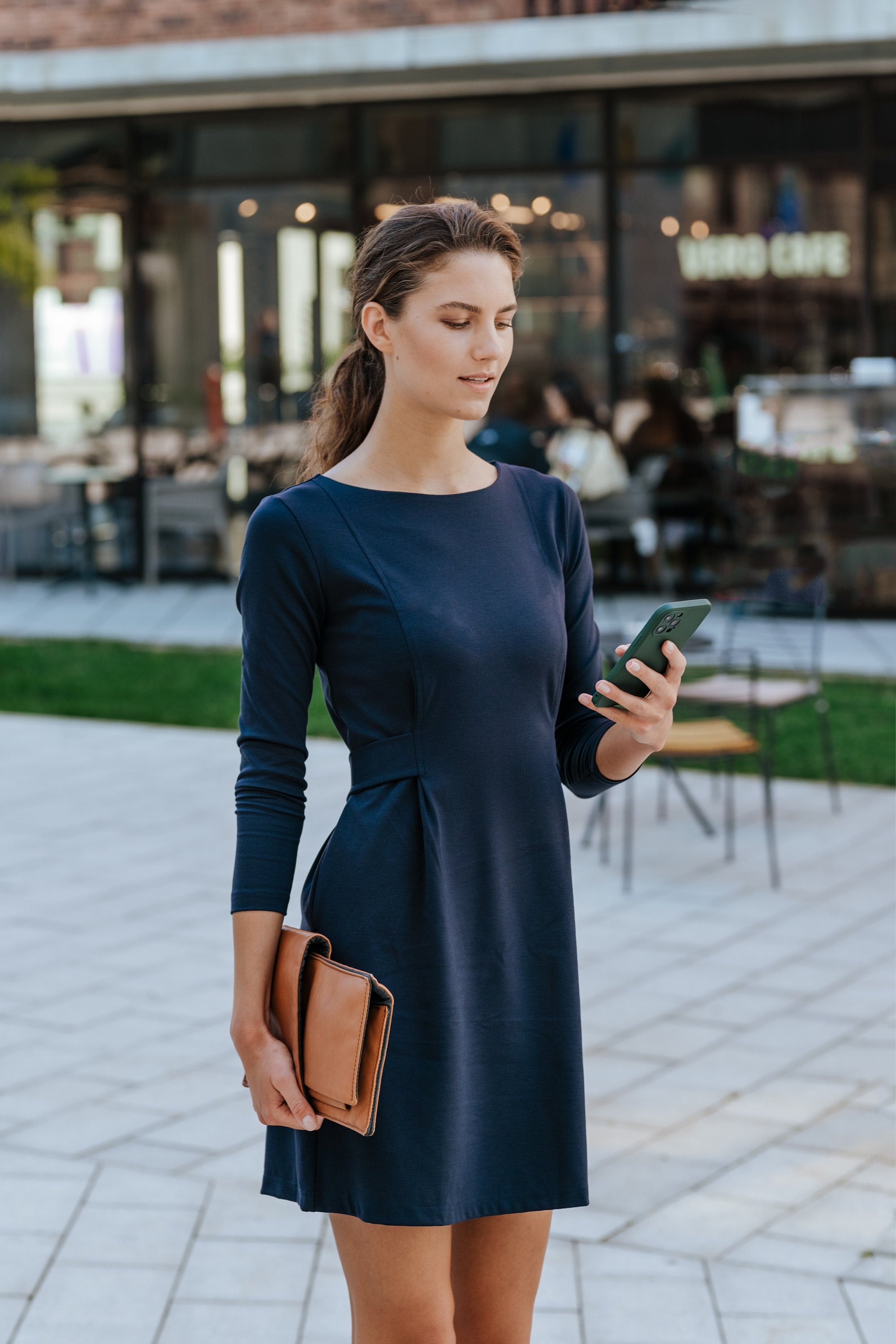 LOLITA — Italian Punto Milano Knit Dress with Back Bow