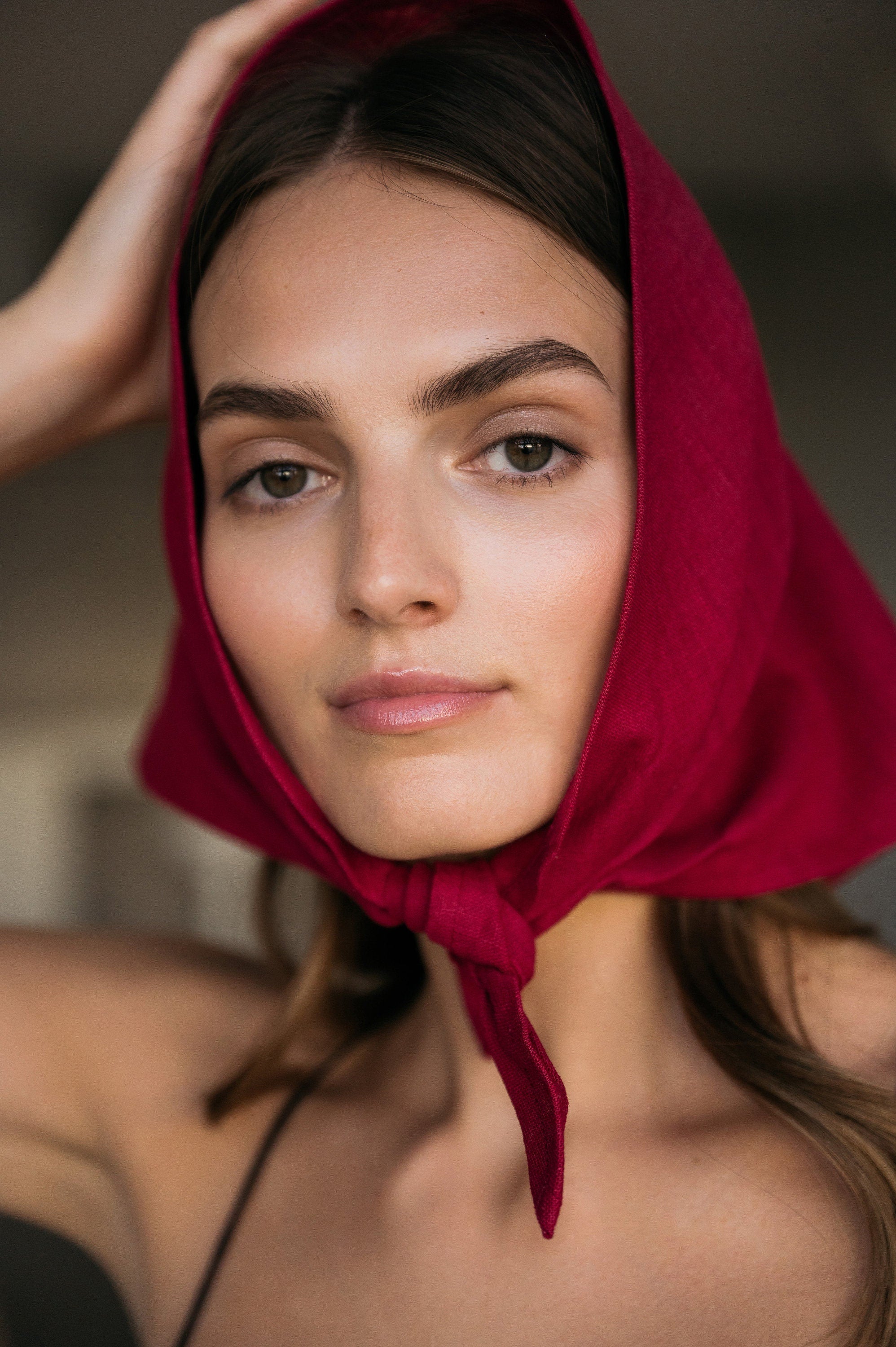 NATURE — Bandana en lin cerise