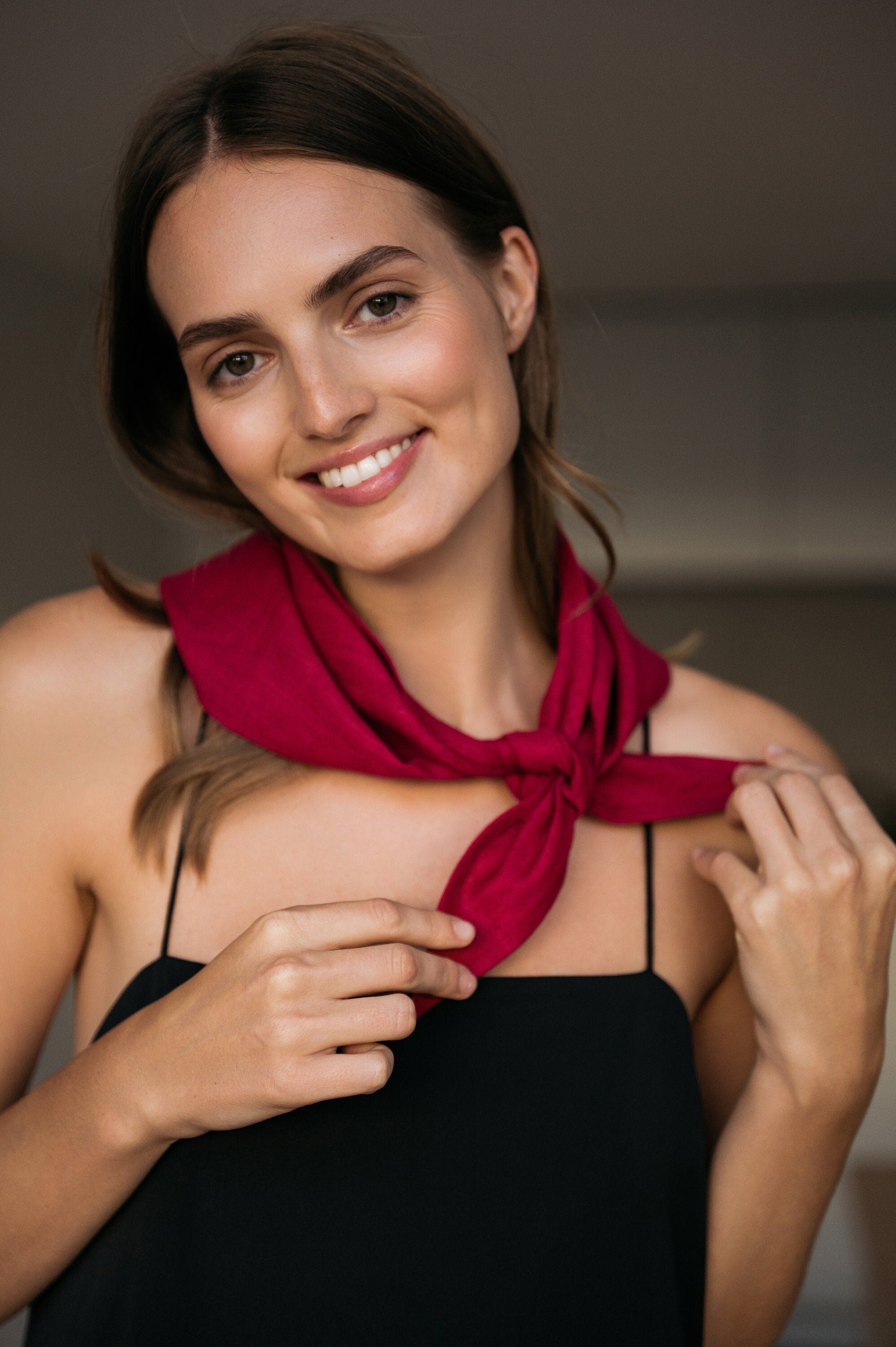 NATURE — Bandana en lin cerise