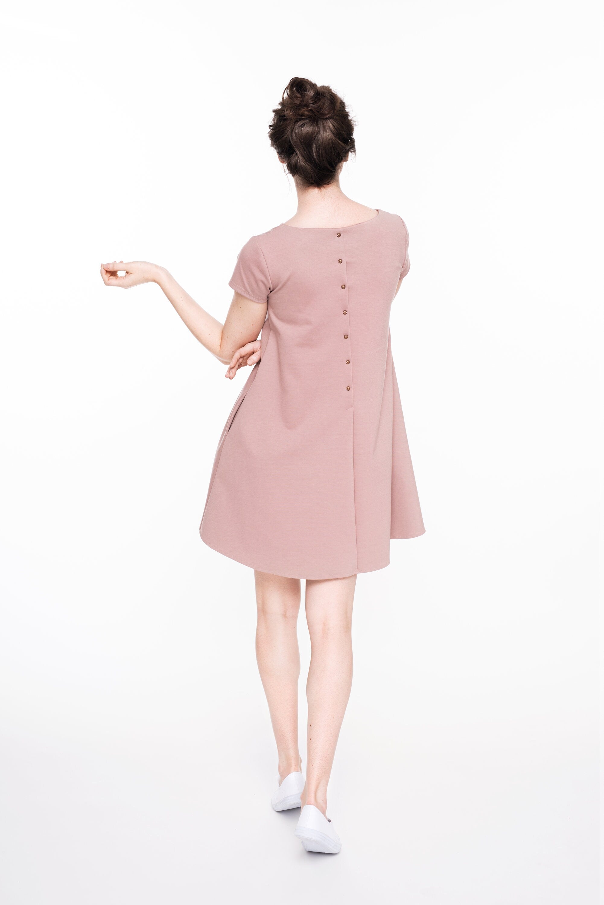 CALMNESS — Italian Punto Milano Knit Swing Dress, Red