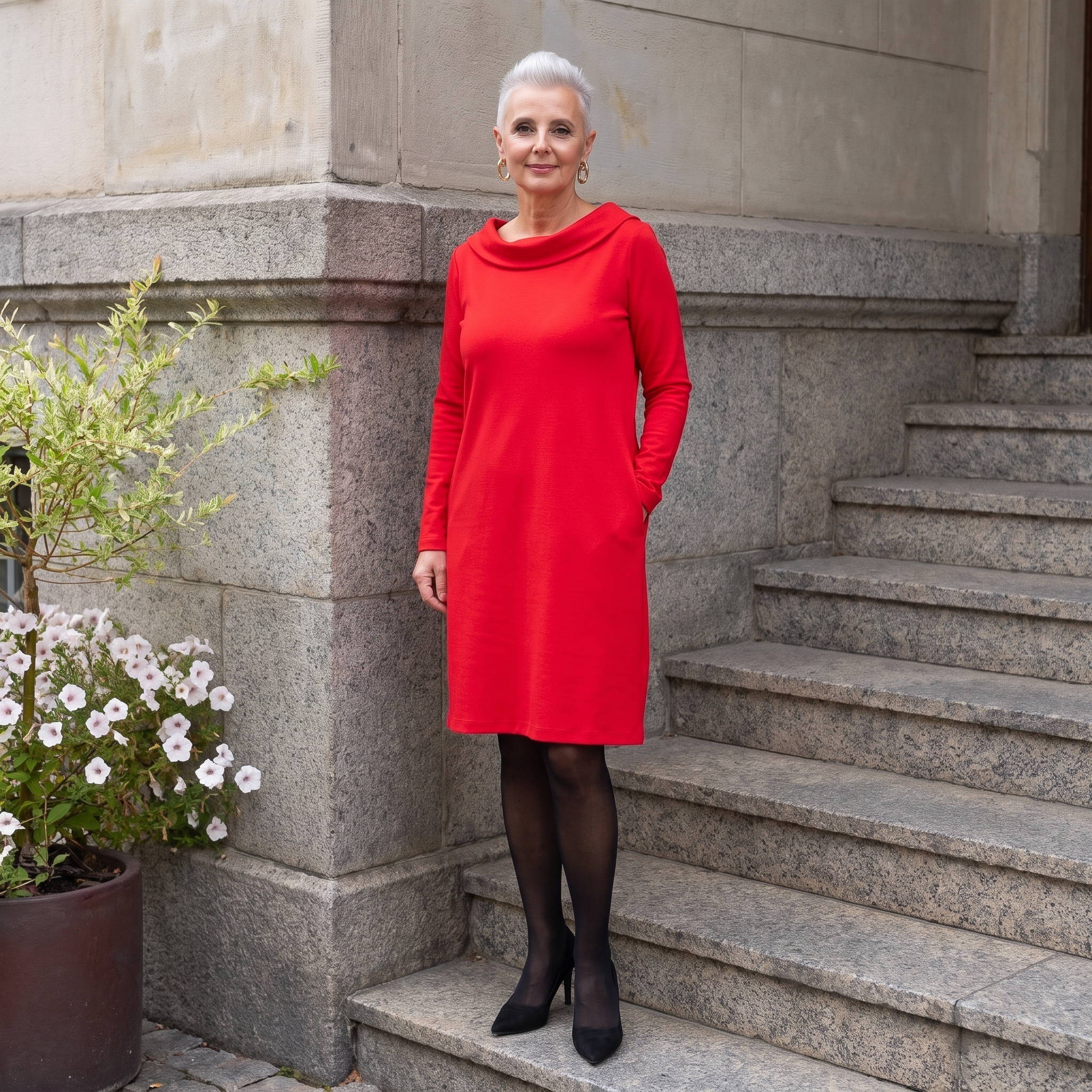 STORY — Robe mi-longue en maille italienne