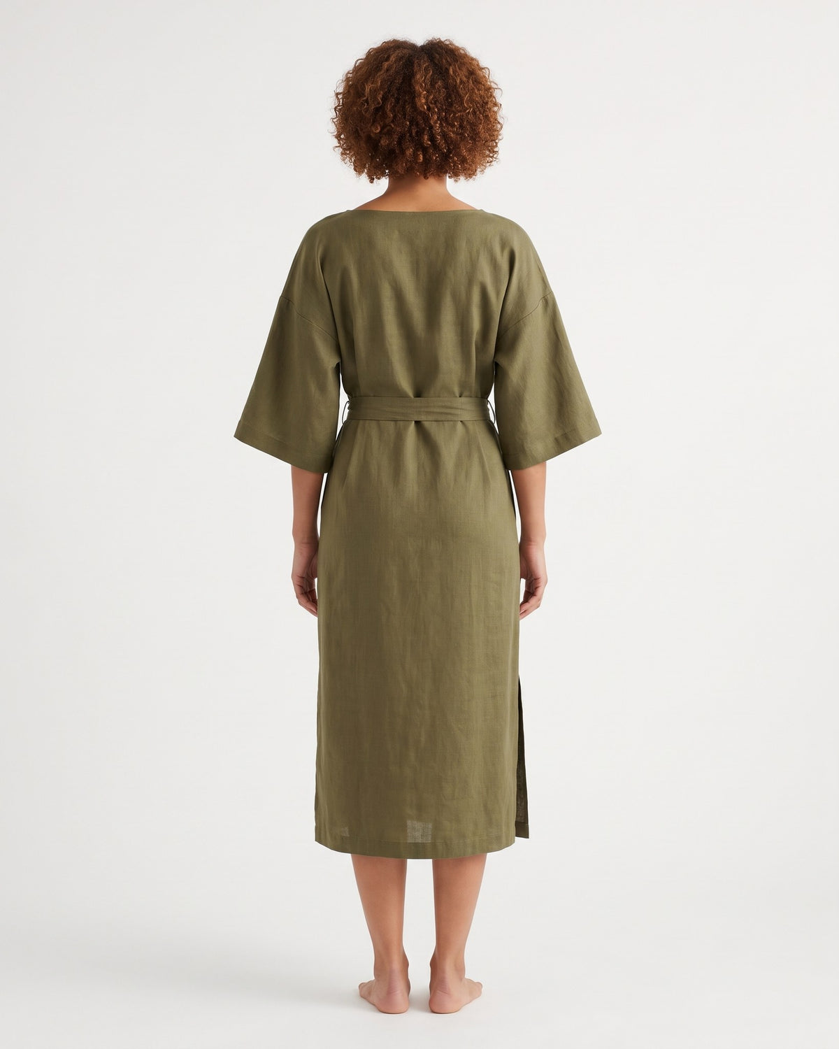 WHISPER – Olive green suknelė, nugara #Color_Olive green