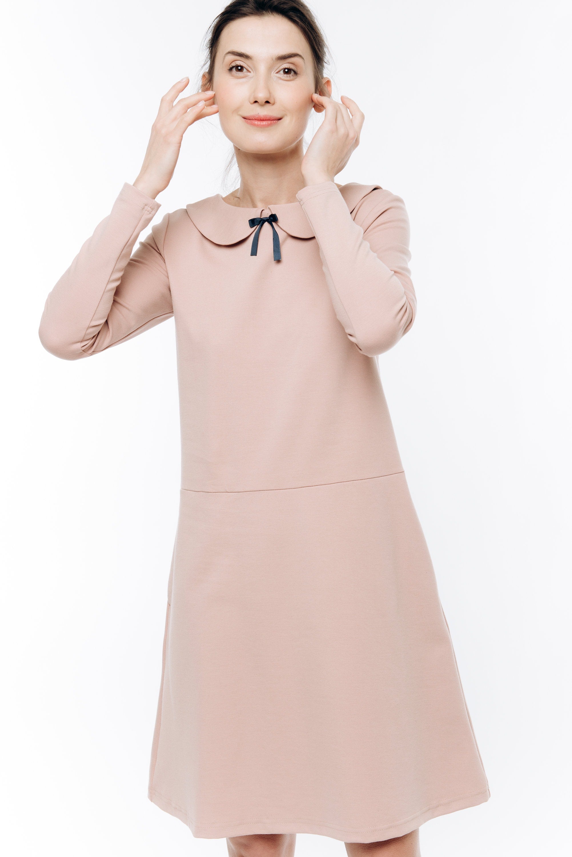 PARISIAN — Robe à col en maille Punto Milano italienne